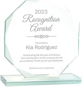 Ravanox Personalized Octagon Jade Glass Award Plaque, Custom Engraved Glass Plaque for Employee Appreciation, Recognition, Retirement and More (6 1/2")