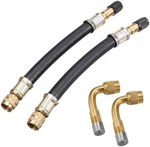 YUENTOEN 2Pcs Tire Valve Extension, Flexible Rubber 160MM Tire Valve Extender Inflatable Hose with 2Pcs 90 Degree Brass Tire Valve Stem Extension Adaptor for Cars Truck Motorcycle Bike