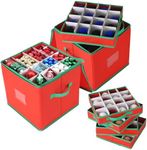 Garvee 2 Pack Wedding & Party Decoration Storage Box with 128 Compartments, 13x13x13.4 Inch Foldable Organizer with Adjustable Dividers & Zippered Lid, for Ornaments, Baubles, Small Event Decor