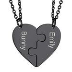 GOLDCHIC JEWELRY Best Friend Necklaces for 2 Girls, Cheap Broken Heart BFF Necklace Black Friendship Jewellery Gift