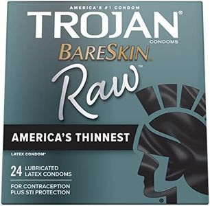 TROJAN BareSkin Raw Thin Condoms, Lubricated Condoms For Men, America’s Number One Condom Brand, 24 Count Pack