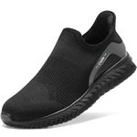 STQ Walking Work Shoes Women Arch Support Athletic Slip on Sneakers Casual Hands Free Memory Foam Running Comfort Maternity All Black Size 9.5