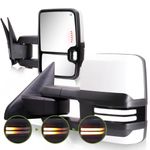 SIZIOM Switchback Towing Mirrors for 2009-2018 Dodge Ram 1500 2010-2018 Ram 2500 3500 Ram Classic 2019-2023 Power Heated Sequential Signal Backup Light Puddle Lamp Extendable Pair(Paint White)