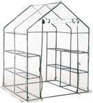 vidaXL Greenhouse with 8 Shelves Lawn Garden Warm House Provide Ample Space Gardening Accessory Grow and Protect Plants 143x143x195cm