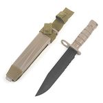 QIRUIMY Tactical M10 Bayonet Plastic Knife,Bendable Rubber Combat Knife with Sheath,Airsoft Military Training CS Dagger Model Dress Up Wargame Accessory (Brown)