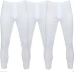 Pack of 3 Men's Extreme Hot Thermal Underwear Long John Brushed Inside Free Post Size S-XXL (Large, White)