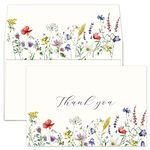 Gooji 4x6 Midsummer Floral Thank You Cards Multipack with Envelopes (Bulk 20-Pack) Matching Peel-and-Seal Envelopes, Wildflower, Weddings, Blank Notes Small Business, Assorted Stationary