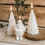 THE UMBRELLA STORE Christmas Soy Candles, Christmas Tree Candles Festive Decor, Christmas Decor(Santa Claus Candle + 2 Christmas Tree Candles)