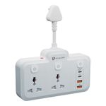 UltraProlink 6 in 1 Surge Extension Board |Device Safety with ISI Approved Heavy Duty Cable-25cm6 Ports-2 Fast Charge Type-C(PD 20W),2 USB-A Ports & 2 AC Sockets|3 Power Switches|Made in India|UM1272