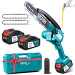 SEESII Mini Chainsaw 8 Inch, Cordless Electric Chainsaw with 2X 4.0 Long Lasting Battery & Oiler System, Handheld Battery Chain Saw Pruning Saw for Wood Cutting Garden Trimming Branch (M8 Pro)