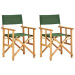 vidaXL Director's Chairs - 2 pcs Solid Acacia Wood in Green - Portable & Foldable Design for Camping, Beach and Outdoors – Weather-Resistant and Durable
