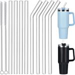 ALINK Replacement Glass Straws 40 oz for Stanley Adventure Travel Tumbler, 8 Pack Reusable Straws with Cleaning Brush Compatible with Stanley 40oz Stanley Cup Stanley Water Jug