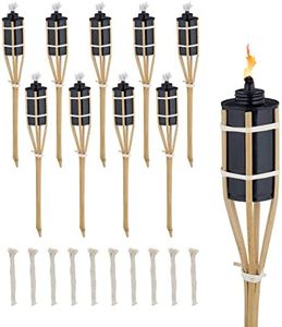 Relaxdays 40 cm Antorchas para Exterior Alto, Set 10, Faroles Decoración Fiesta Jardín, Mechas de Recambio, Natural