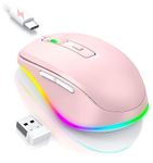 Seenda Wireless Mouse, Rechargeable Light Up LED Mouse for Laptop, 2.4G USB Silent Mice with Built in Jiggler Mover, Undetectable Simulate Mouse Movement to Keep Computer Awake, Pink