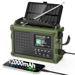 Mesqool DAB+/DAB/FM Wind Up Radio with 12000mAh Rechargeable Battery, Emergency Radio with Solar & Hand Crank Charging, Bluetooth 5.0, 2.4" Display, Dual Alarms, 5W Torch & Reading Lamp for Outdoors