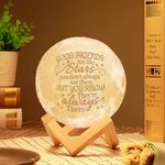 Engraved Moon Lamp, Personalized Night Light, Best Friend Gift for Women, Christmas 3D Printed Friendship Lamps with Solid Wood Stand Touch Control, Gift for Friend Bestie Colleague, Home Ornament