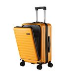 TydeCkare 20 Inch Carry On Luggage with Front Zipper Pocket, 45L, Lightweight ABS+PC Hardshell Suitcase with TSA Lock & Spinner Silent Wheels, Convenient for Business Trips, Orange