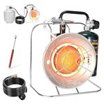 Outdoor Multi-Use Portable Propane Heater/Cooker, 18,000 BTU Gas Heater include 8.8 FT Hose and USB Lighter,Patio Heater,Tent Heater, Camping Heater for Hunting, Fishing,RV (Fuel not included)