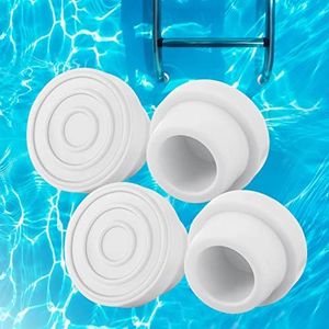 Pool Ladder Bumpers for Inground Pool - 4 Packs Steps Inside Plug Caps fit 1.90in Inner Diameter Ladder Tubing for Protect Swimming Pool Liner, Rubber Ladder Foot Cover White