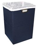 Premium Foldable Large Laundry Hamper with Laundry Bag - Durable Non-Woven Fabric, Anti-Mold Plastic Board, Extra-Large Size, Space-Saving & Compact Clothes Basket with Metal Handles (Navy Blue)