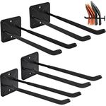 Large Garage Wall Hooks Load Up to 100lbs,4PCS Heavy Duty Garden Tool Organizer,Wall Mounted Shovel Holder,Folding Chair Rack,Ladder Hanger,Ski Rack,Garage Storage and Organization(Black,12.4'')