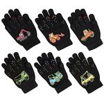 Peecabe Toddler Mittens Baby Boys Knitted Gloves Kids Stretch Mittens Soft Toddler Gloves For Girls Fall Winter (4-8 Years, Finger Cars 6-Pack)