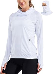 Willit Women's Sun Protection Hoodie UPF 50+ Fishing Hiking Shirt Long Sleeve SPF Shirt with Face Mask Lightweight White M