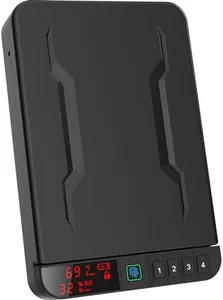 Z ZLJUAN Portable Gun Pistol Safe with LCD Display of Temp,Humidity,Biometric Fingerprint,Keypad Lock,Key,Biometric Handgun Safe for Travel/Home/Car/Nightstand Beside (Black)