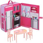 Badger Basket Portable Doll Kitchen Set for 12 Inch Dolls – Includes Oven, Fridge, Table, Chairs & Accessories