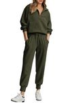 PRETTYGARDEN Womens 2 Piece Sweatsuits Set Long Sleeve Half Zip Pullover Sweatshirt Joggers Sweatpants Fall Outfits Tracksuit (Army Green,Medium)