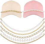 Tondiamo 5 Pcs Trucket Hat Chains Bill Decoration for Women Man Metal Detachable Chains Bulk Trucket Hat Charms DIY Mesh Baseball Cap Truckers Accessories Assorted Styles (Gold,Pearl)