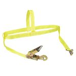 SmartStraps Tire Bonnet Ratchet Straps — Commercial Duty Tire Bonnet Tie Down with Ratchet — 10,000lb Break Strength, 3,333lb Safe Load — Haul Equipment, Tractors and Vehicles, Small, Yellow, 1 Pack