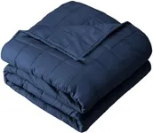 Bare Home Weighted Blanket Twin or Full Size 10lb (40" x 60") - All-Natural 100% Cotton - Premium Heavy Blanket Nontoxic Glass Beads (40"x60", Dark Blue)