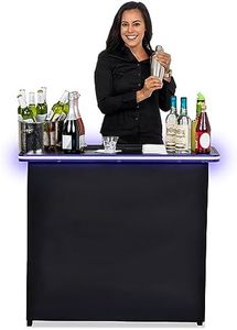 GoBar Portable Bar Table with Multi-Color LED Lights - Mobile Bartender Station for Events - Includes Carrying Case