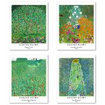 Wall Art Unframed Prints Giclee Art Paper Set of 4, 11x14 inch Flower Artwork, Kitchen Decoration Abstract Green Botanical Rustic Plant Nature Landscape Wildflower Wilderness Gustav Klimt Paintings