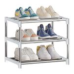 NIAWECAN Small Shoe Rack, Stackable Shoe Rack 3 Tier, Footware Storage, Lightweight Shoe Rack Storage Organizer, Sturdy Narrow Shoe Shelf for Closet Entryway Hallway