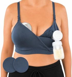 Supermom Silhouette with Removable Pads, Pumping Bra Hands Free, Adjustable Pumping & Nursing Bra for All Breast Pumps