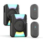 CallToU Hearing Impaired Doorbell 1000FT Wireless Battery Operated Door Bell with Vibrating Flashing Light Avoid Scare Others for Deaf at Home Office 2 Call Buttons 2 Portable Receivers