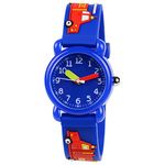 Venhoo Kids Watches 3D Cute Cartoon Waterproof Silicone Children Wrist Watches for Boys Little Child-Blue Fireman