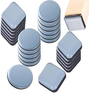Almohadillas de Teflón para Muebles Autoadhesivo, 24 Piezas Base Deslizante para Muebles PTFE Autoadhesivos Planeadores, Mover Muebles Pesados para Pisos Lisos (Cuadrado y Redondos)