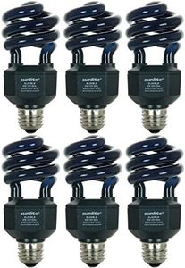 Sunlite 05646-SU CFL Black Light Bulb (BLB), Perfect for Halloween, Spiral Blacklight, 20 Watts, 120 Volts, Medium Base (E26), 463nm, UL Listed, 6 Count (Pack of 1)