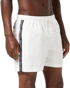 Calvin Klein Men's Medium Drawstring Swim Shorts Shorts, Classic White