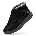 FitVille Men Extra Wide Diabetic Winter Boots, Adjustable Non-Slip Fur Lined Warm Ankle Boots, Outdoor Shoes for Swollen Feet, Black, 11, X-Wide