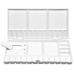 Mifuner Artist Portable White Watercolor Paint Palette Case Folding Palette Box 28 Wells for Watercolor, Gouache, Acrylic and Oil Paint with 5 Mixing Areas，Large