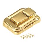 uxcell Toggle Catch Lock, 48mm Retro Decorative Golden Hasp w Screws for Suitcase Chest Trunk Latch Clasp, Pack of 5