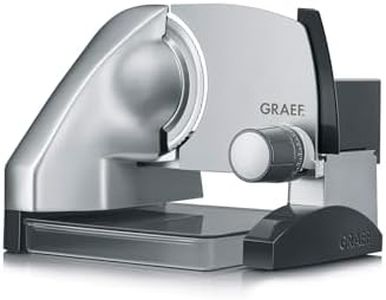GRAEF Allesschneider SKS500 silber mit Edelstahl-Wellenschliffmesser Ø 170 mm, erhöhter Bauweise, stufenloser Schnittstärkeneinstellung, Kindersicherung, Ein-Hand-Bedienung, MiniSlice-Aufsatz