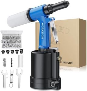 VORXEON Pneumatic Rivet Gun Set 5 Sizes (2.4mm/3/32"- 6.4mm/1/4"), 1780KGF Pulling Force, 500PC Aluminum Rivets Air Riveter Ideal for DIY, Garage, and Automotive Use