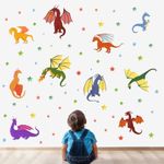 MEFOSS Colorful Dragon Wall Stickers Cartoon Dragon Stars Wall Stickers Peel & Stick Kids Bedroom Palyroom Classroom Baby Nursery Decor Removable