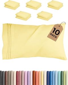 King Pillow Cases Set of 10 - Ultra Soft Hotel Quality Pillowcase Covers - Comfy & Wrinkle Free - Shrink & Fade Resistant - Soft, Easy-Care, Machine Washable Pillow Protectors - 10 Piece Set - Yellow