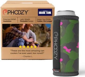 PHOOZY Insulated Can Cooler for Slim 12 oz Cans - Patented Drink Sleeve with NASA-Inspired Technology - Keeps Beer, Soda & Sparkling Water Cold Longer - Lightweight Outdoor Can Holder - Pink Camo
